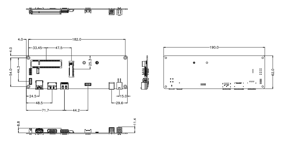 Mechanical Drawing - GIGAIPC SMD CIBPU-SI Docking Board